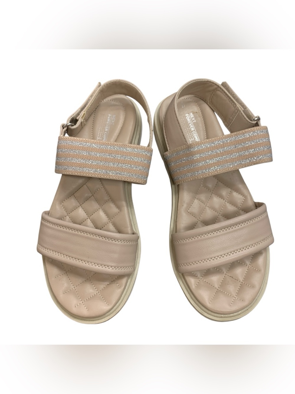 next Quilted-Strap Comfort Sandals in Nude Blush S7